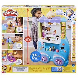 Play-Doh Kitchen Creations Ultimate Ice Cream Truck Playset with 27 Accessories, 12 Pots, Realistic Sounds, Multicolor, 203.2 x 635 x 558.8 mim