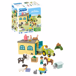 Playmobil 71656 JUNIOR: Farm Adventure with Tractor, Trailer and Animal Friends, educational toy, made from over 90% plant-ba ...
