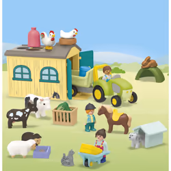 Playmobil 71656 JUNIOR: Farm Adventure with Tractor, Trailer and Animal Friends, educational toy, made from over 90% plant-based plastics, fun playset