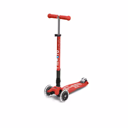 Micro Scooters | Maxi Micro Deluxe Foldable Children's Scooter | Big Wheels | Handlebar Adjustable | 5-12yrs | Boys & Girls | Red