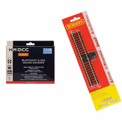 Hornby R7336 HM7000-8TXS: Bluetooth? & DCC Sound Decoder (8-pin) & R8241 OO Gauge Digital Power Track - Extra Track Pieces fo ...