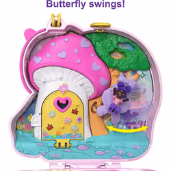 Polly Pocket Unicorn Forest Compact Tea Party-Themed Playset with Glitter Horn, 2 Micro Dolls & 13 Accessories & Otter Aquarium Compact, 2 Micro Dolls