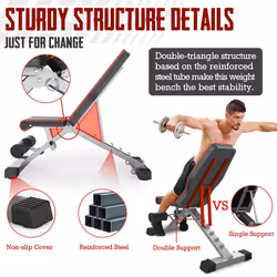 YOLEO Weight Bench, 660LB/300KG Adjustable Foldable Strength Training Bench, Utility Incline Decline Bench for Full Body Workout- Integrated Structure