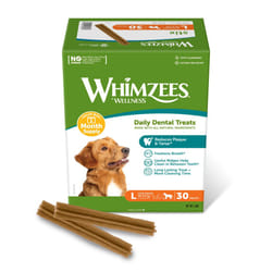 WHIMZEES By Wellness Stix, Dog Dental Sticks, 30 Pieces (1 Month Supply), Size L, Dog Chews for Large Breeds, Natural, Grain-Free, Rawhide-Free, Veget