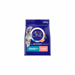 Purina ONE 7+ Dry Cat Food Rich in Salmon 2.8kg, Pack of 4
