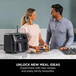 Ninja Foodi Dual Zone Digital Air Fryer, 2 Drawers, 7.6L, 4-in-1, Uses No Oil, Air Fry, Max Crisp, Roast, Reheat, Non-Stick, Dishwasher Safe Baskets a