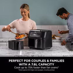 Ninja Foodi Dual Zone Digital Air Fryer, 2 Drawers, 7.6L, 4-in-1, Uses No Oil, Air Fry, Max Crisp, Roast, Reheat, Non-Stick, Dishwasher Safe Baskets a
