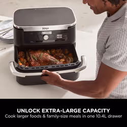 Ninja Foodi FlexDrawer Air Fryer, Dual Zone with Removable Divider, Large 10.4L Drawer, 7-in-1, Air-Fryer Uses No Oil, Air Fry, Roast, Bake, Max Crisp