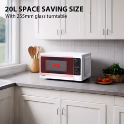 TOSHIBA 20 Liter 800W Manual Control Solo Small Microwave, Compact with 5 Power Levels, Automatic Defrost Function, Perfect for 9'' pizza, Clock and T