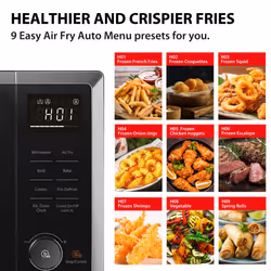 TOSHIBA Air Fry Auto Menu Combo 5-IN-1 26L Countertop Microwave Oven, Broil, Bake, Combi, 10 Power Levels, 10 Auto Cooking Presets, Easy Defrost, Blac