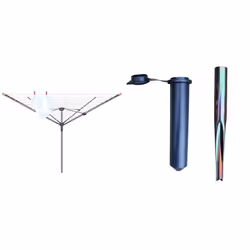 Vileda 4 Arm Rotary Dryer, Outdoor Clothes Airer with 45m washing Line, Silver & JVL Heavy Duty Multi-Fit Ground Soil Spear S ...