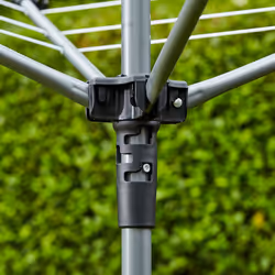 Vileda 4 Arm Rotary Dryer, Outdoor Clothes Airer with 45m washing Line, Silver & JVL Heavy Duty Multi-Fit Ground Soil Spear Spike with Adaptor to Fit