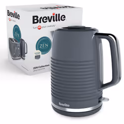 Breville Zen Grey Electric Kettle | 1.7L | 3kW Fast Boil | Grey & Silver Chrome [VKT250]