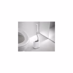 Joseph Joseph Flex Lite - 2-Pack Silicone Toilet Brush with slimline holder set, flexible anti-drip, anti-clog deep clean head, White/Grey, Small