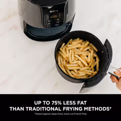 Ninja Air Fryer, 3.8L, 4-in-1, Uses No Oil, Air Fry, Roast, Reheat, Dehydrate, Non-Stick, Dishwasher Safe Basket, Cooks 2-4 Portions, Digital, Grey &