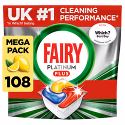 Fairy Platinum Plus All-in-1 108 Dishwasher Tablets, Fairy Dishwasher Tablets Platinum Plus, Lemon, Our Best Cleaning For A C ...