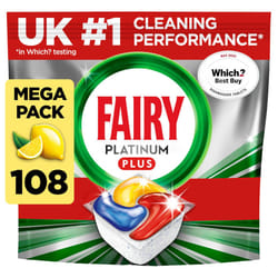 Fairy Platinum Plus All-in-1 108 Dishwasher Tablets, Fairy Dishwasher Tablets Platinum Plus, Lemon, Our Best Cleaning For A Clean Like New, Fights All