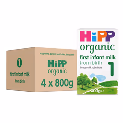 HiPP Organic 1 First Infant Baby Milk Powder Formula, From Birth, 800g (Pack of 4)