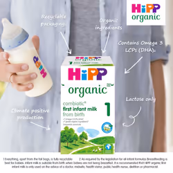 HiPP Organic 1 First Infant Baby Milk Powder Formula, From Birth, 800g (Pack of 4)
