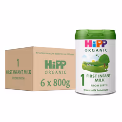 HiPP Organic 1 First Infant Baby Milk Powder Formula, from Birth, 800g (Pack of 6)