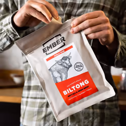 Ember Snacks: Biltong Beef Jerky Chilli Flavour (4 x 250g) 1kg total - Protein Keto Snacks, Bulk Bags - Resealable for On The Go Snack - From British