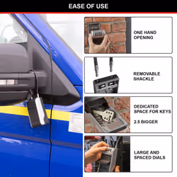 Master Lock 5482EURD Key Safe with New Innovative Design, Flexible Cable Shackle, Capacity, High Security, Grey, Extra Large