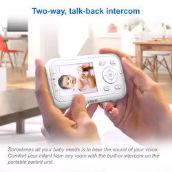 VTech VM3250-2 Video Baby Monitor with 2 Cameras 300m Long Range with 2.8" LCD, Up to 19-hr Video Streaming, Night Vision, Secured Transmission Temper