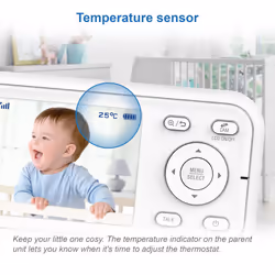 VTech VM3250-2 Video Baby Monitor with 2 Cameras 300m Long Range with 2.8" LCD, Up to 19-hr Video Streaming, Night Vision, Secured Transmission Temper