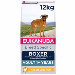Eukanuba Complete Dry Dog Food for Adult Boxer Breed Types with Fresh Chicken 12 kg