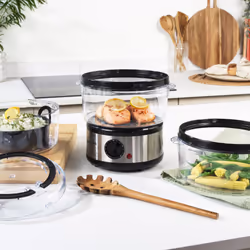 Salter 3 Tier Electric Food Steamer - 7.5L, Stackable Steaming Baskets, Dishwasher Safe, BPA Free Includes Rice Bowl, 60 Minute Timer, Compact