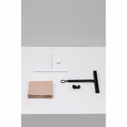 Brabantia Silicone Shower Squeegee with Hook (Dark Grey) Anti Streak Cleaning Wiper for Bathroom Glass, Plastic, Tile - Doublesided Brush & Rim Design