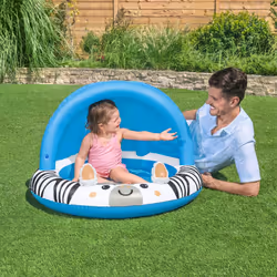 Bestway Shaded Baby Pool | Safari Fun Inflatable Play Centre, UV Sunshade, Inflatable Floor, Zebra Design, Ages 2+