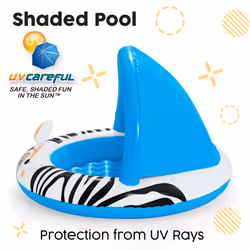 Bestway Shaded Baby Pool | Safari Fun Inflatable Play Centre, UV Sunshade, Inflatable Floor, Zebra Design, Ages 2+