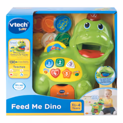 VTech Baby Feed Me Dino | Musical Baby Toy with Numbers, Counting Music & Shapes | Interactive Light Up Toy Suitable From 1, 2, 3 Year Olds Boys &