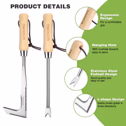 WORKPRO Weed Remover Tool 2-Piece with Wood Handle, Weeding Garden Tools for Gardening with Serrated Edge, Weed Puller for Removing Moss and Weeds,