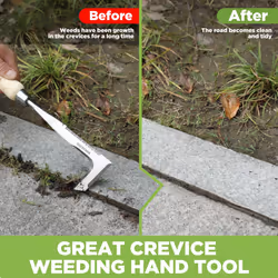 WORKPRO Weed Remover Tool 2-Piece with Wood Handle, Weeding Garden Tools for Gardening with Serrated Edge, Weed Puller for Removing Moss and Weeds,
