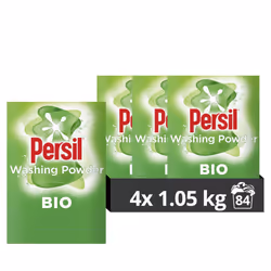 Persil Bio Washing Powder 100% recyclable pack for stain removal first time 4x 1.05 kg (84 washes)