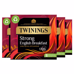 Twinings English Strong Breakfast Tea | Bold, Lively & Full of Flavour Black Tea | Multipack Bulk Buy, 320 (4 x 80) Biodegrad ...
