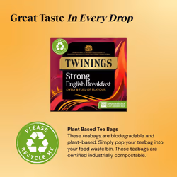 Twinings English Strong Breakfast Tea | Bold, Lively & Full of Flavour Black Tea | Multipack Bulk Buy, 320 (4 x 80) Biodegradable Tea Bags