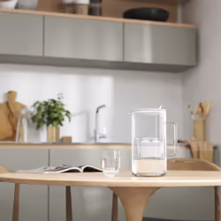 AQUAPHOR Glass White Water Filter Jug - Take to Table Premium Glass Design Jug with Easy-Fill Flip-Open Lid, 2.5L Capacity, 1 X MAXFOR+ Filter