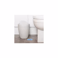 Addis 518368 Faux Rattan Round Toilet Brush Set with Internal Detergent Injection System, Light Minerial Grey ,Toilet Set