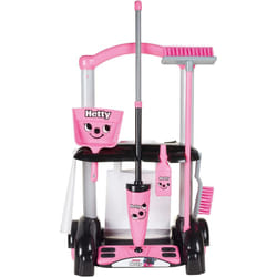 Casdon Henry & Hetty Toys - Hetty Cleaning Trolley - Pink Hetty-Inspired Toy Playset with Mop, Brushes, Dustpan, & Accessories - Kids Cleaning Trolley