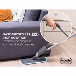 Addis Spray Mop 2 in 1 With Microfibre Flat Mop, 40 x 12 x 128 cm