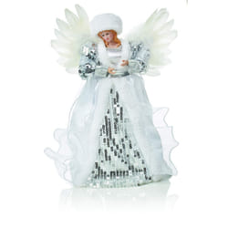 Silver & White 30cm Christmas Tree Top Fairy Angel House Decoration Ornament by Premier