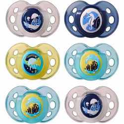 Tommee Tippee Night Time Glow in the Dark Soothers, Symmetrical Orthodontic Design, BPA-Free Silicone, 18-36m, Pack of 6 Dumm ...