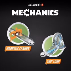 Geomag - Mechanics Gravity Loops & Turns - Educational and Creative Game for Children - Magnetic Building Blocks, Circuit with Magnetic Blocks,