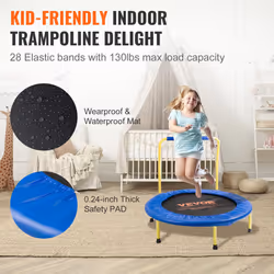 VEVOR 3FT Trampoline for Kids, 36" Trampolines Indoor/Outdoor Trampoline for Toddlers, Foldable Mini Baby Trampoline with Foam Handle, Recreational