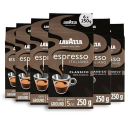Lavazza, Espresso Italiano Classico, Ground Coffee, 6 Packs of 250g, Ideal for Moka Pot or Filtered Coffee, Sweet & Aromatic Taste, Intensity 5/10,
