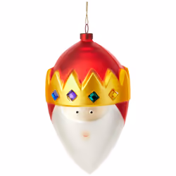 Alessi Hand Decorated Blown Design Wise Man Caspar Christmas Bauble, Red, 8.5 x 8.5 x 14 cm