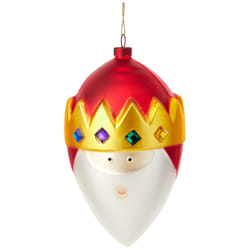 Alessi Hand Decorated Blown Design Wise Man Caspar Christmas Bauble, Red, 8.5 x 8.5 x 14 cm